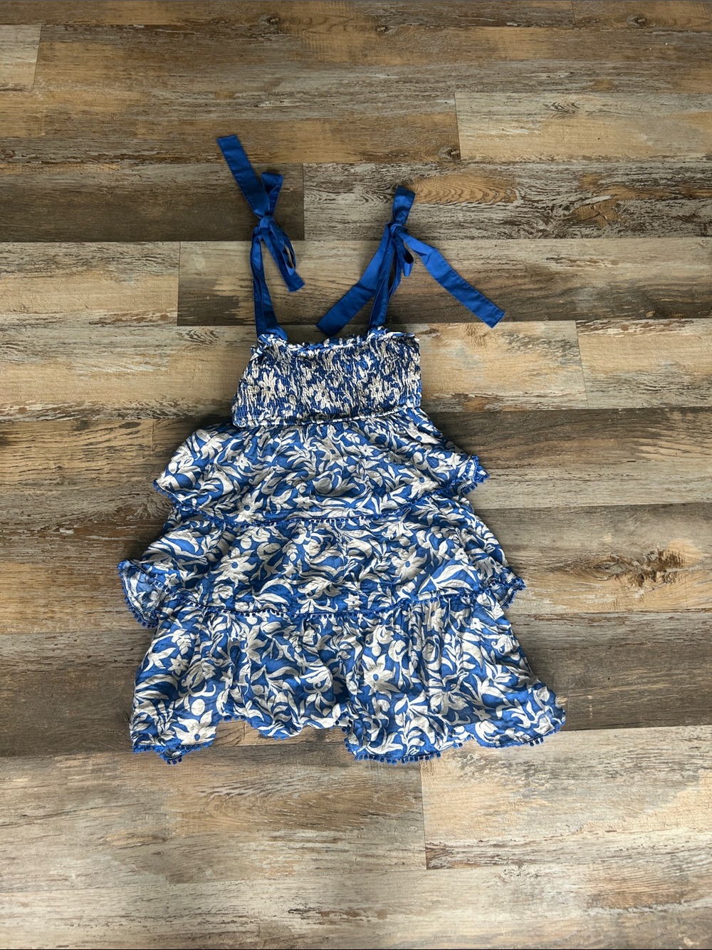 TCEC Blue and White Floral Tiered Sundress